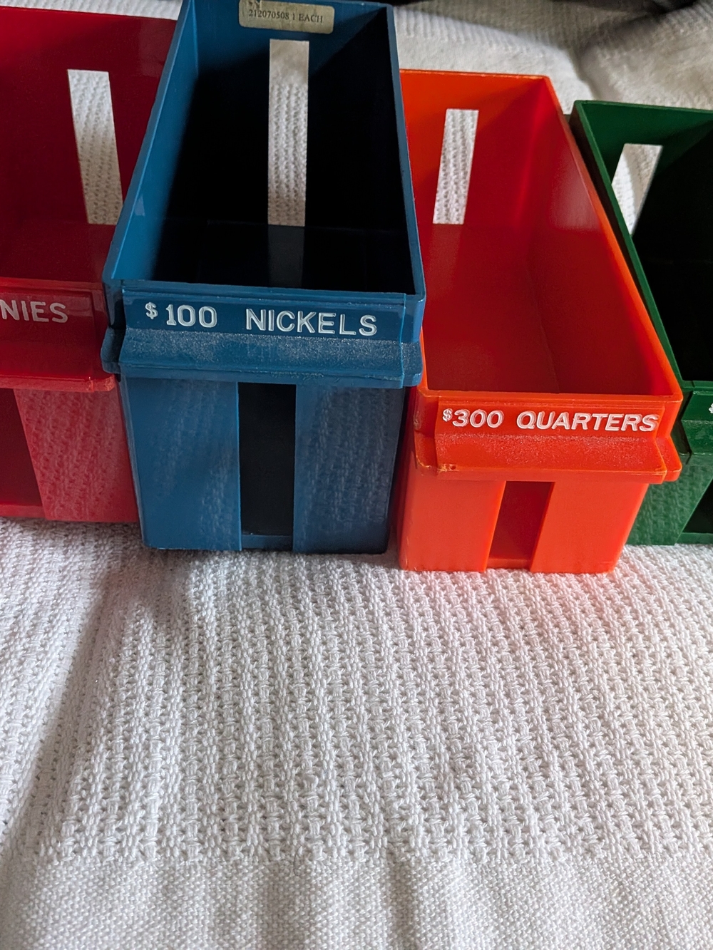 Plastic Coin Storage Bin - Blue and Orange Stackable Organizers